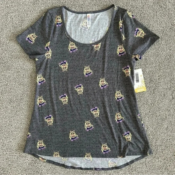 LuLaRoe Muppets Miss Piggy Gray Classic Tee Small - Picture 1 of 7